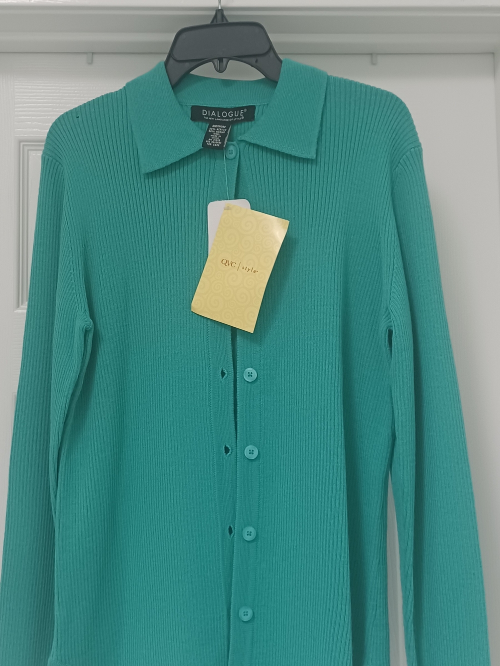 Dialogue Women's Teal Ribbed Button Cardigan